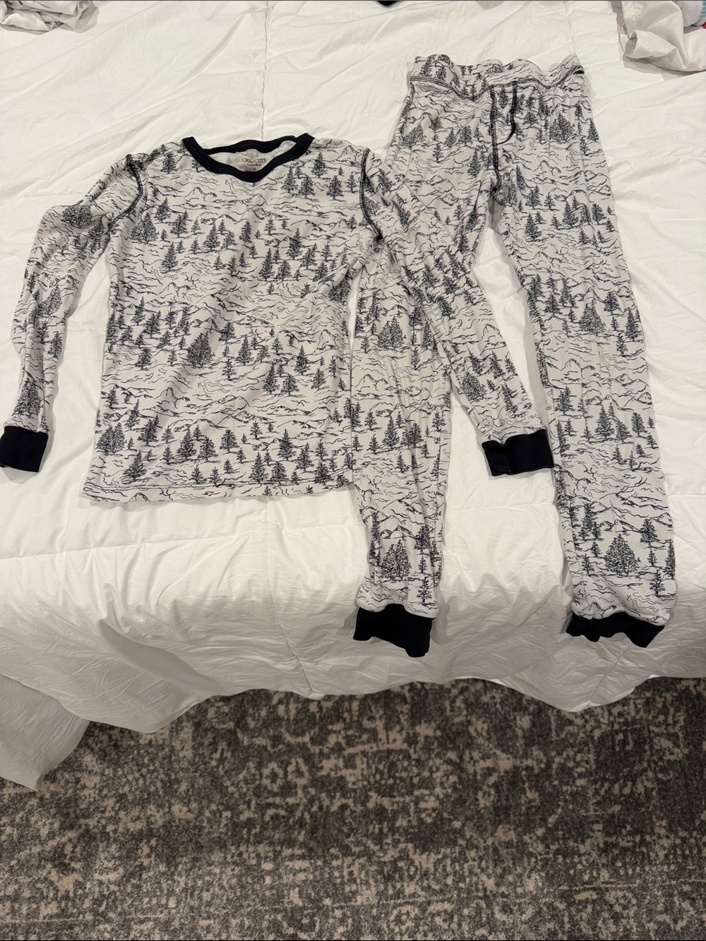 Crewcuts White and Black Woodland Mountain Pajama Set